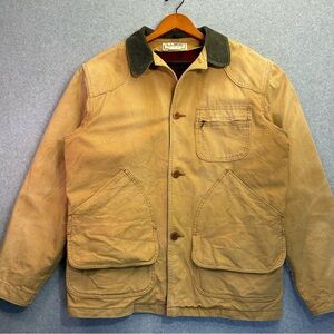 L.L. Bean Men’s Barn Jacket Canvas Wool Lined Corduroy Collar Size M USA